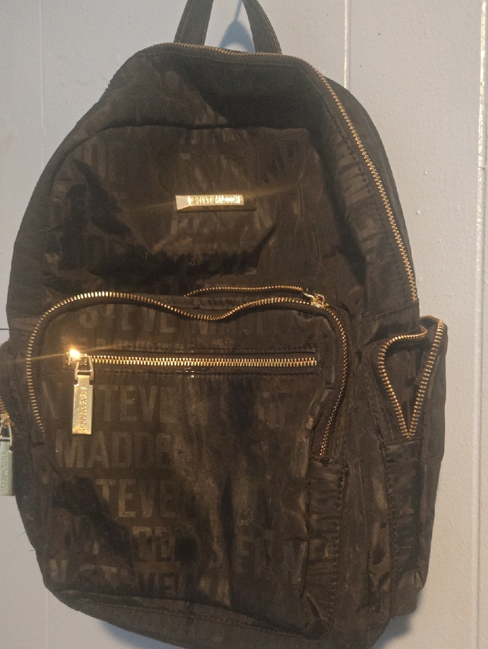 Steve Madden Black Backpack with Gold Zippers